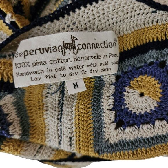 Vintage 80s Peruvian Connection Granny Square Patchwork Cardigan Sweater Womens - Picture 4 of 4